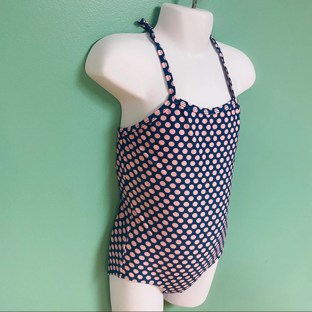 Toobydoo Navy & Pink Polka Dot Isla One Piece Swimsuit Girls Size 3-4Y